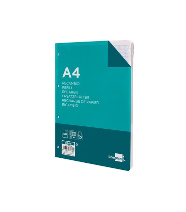 Recambio liderpapel a4 100 hojas 100 g m2 rayado nº 46 4 taladros